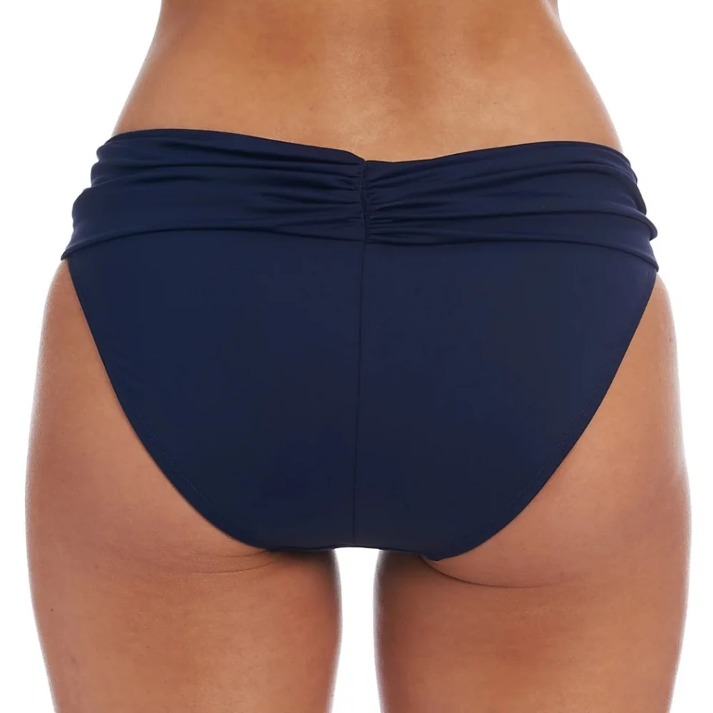 NEW LA BLANCA Size 12 Island Goddess Navy Blue Ruched Waist Hipster Swim Bottoms